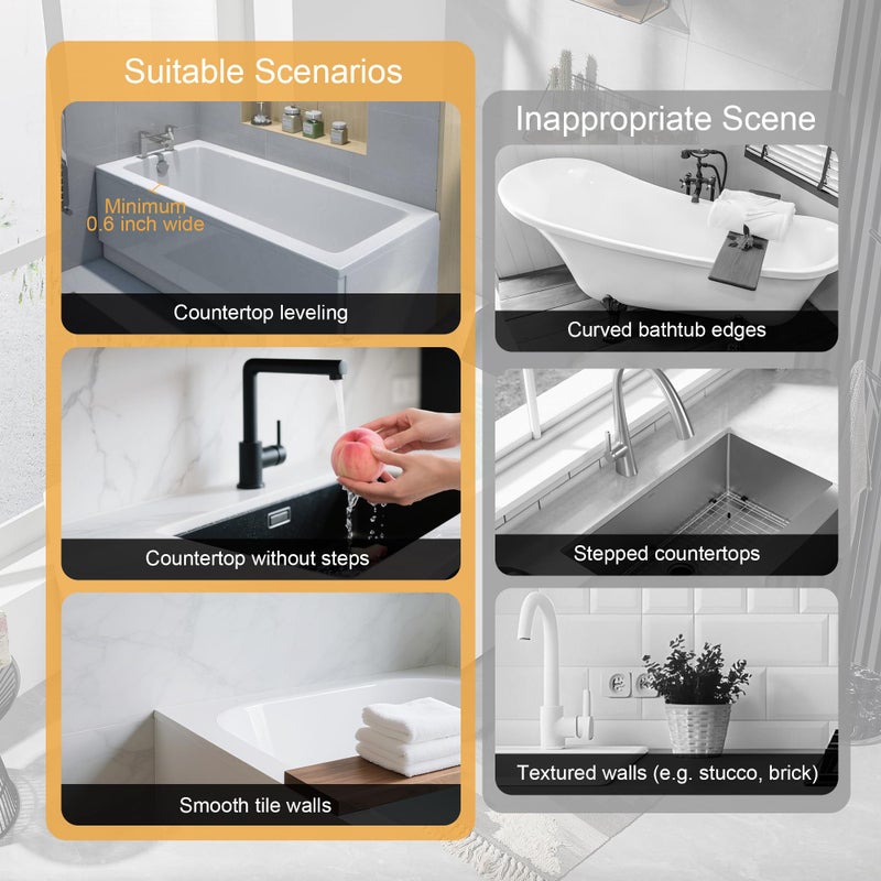 Mofason Silicone Shower Splash Guard, Clear Bathtub Corner Splash Guard, Bathroom Shower Water Guard Can Be Used in Washbasin, Tubs, Sinks Etc - 2Pack - Image 4